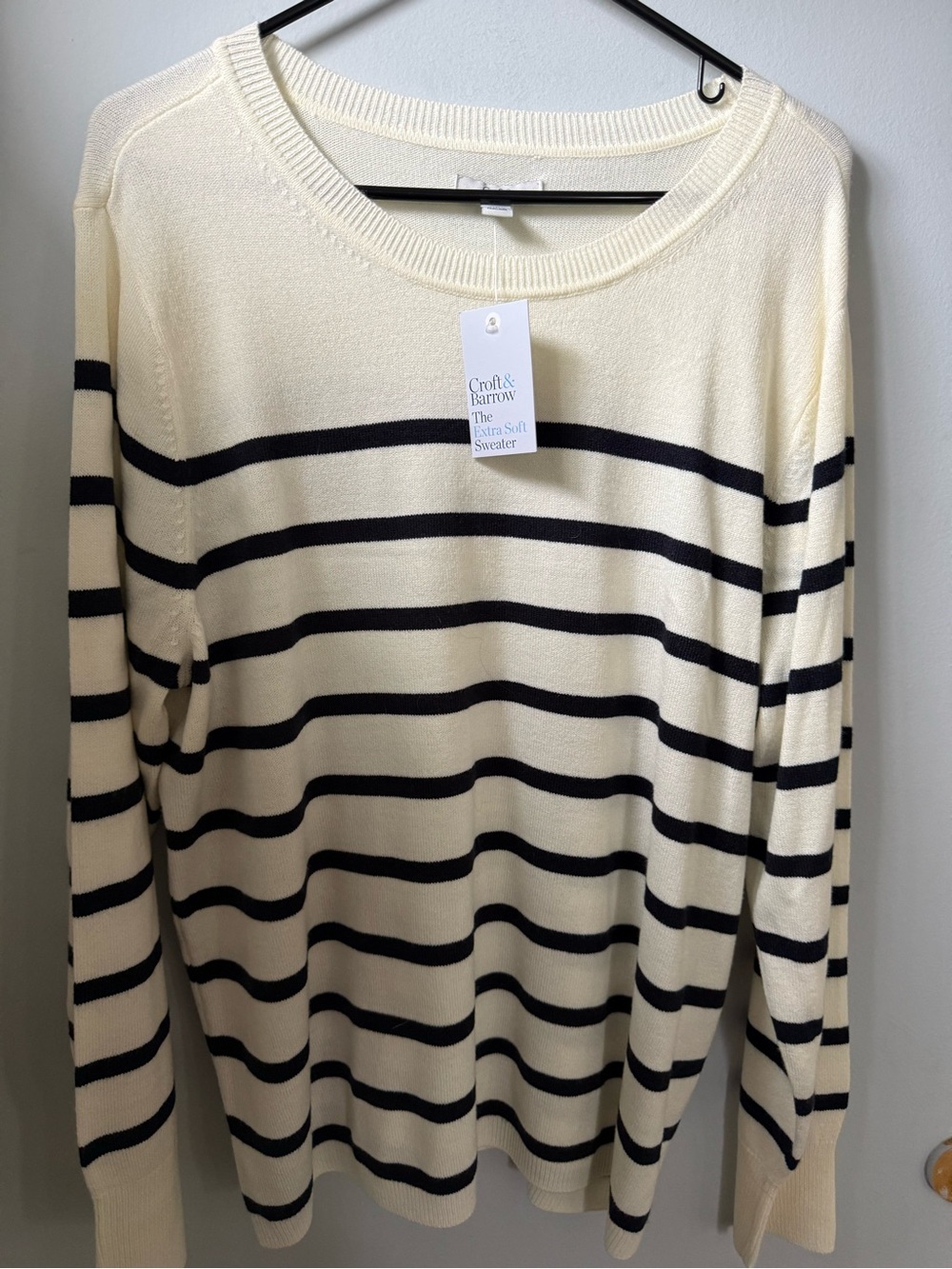 croft & barrow Cream Sweater with Black Stripes